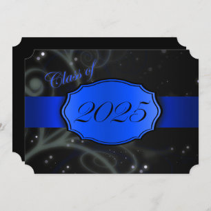 Blue and Black 2025 Graduation Party Einladung