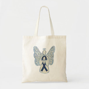 Blue and Black Awareness Ribbon Art Toag Tragetasche