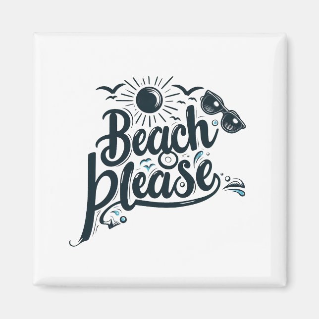 Blue and Black Beach Bitte Magnet (Vorne)