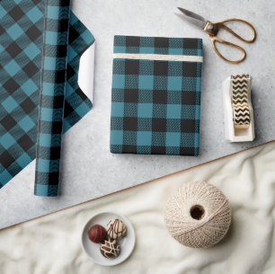 Blue and Black Buffalo Karo Geschenkpapier