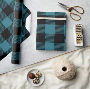Blue and Black Buffalo Karo Holiday Geschenkpapier