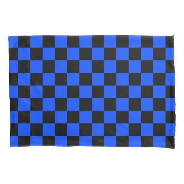 Blue and black checkerboard pattern kissenbezug (Vorderseite-Links)