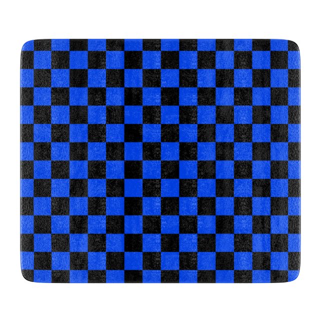 Blue and black checkerboard pattern schneidebrett (Vorderseite)