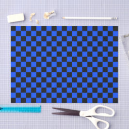 Blue and black checkerboard pattern seidenpapier