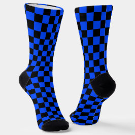 Blue and black checkerboard pattern socken