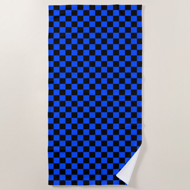 Blue and black checkerboard pattern strandtuch (Vorderseite)