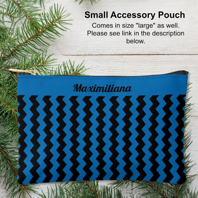 Blue and Black Chevrons - KLEINE Zubehörtasche (Small Accessory Pouch - Blue and Black Chevrons by Leapfroglisics Shop)