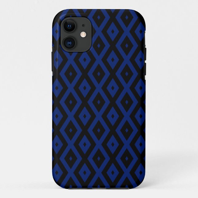 Blue and black diamond pattern Case-Mate iPhone hülle (Rückseite)