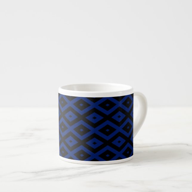 Blue and black diamond pattern espressotasse (Vorderseite Rechts)
