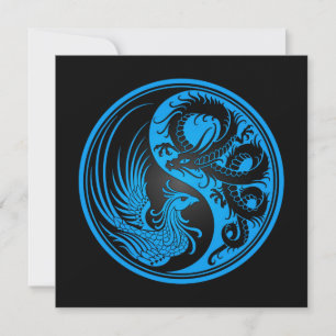 Blue and Black Dragon Phoenix Yin Yang