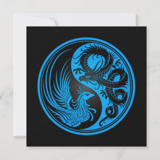 Blue and Black Dragon Phoenix Yin Yang