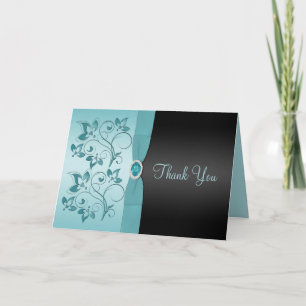 Blue and Black Floral Danke Card