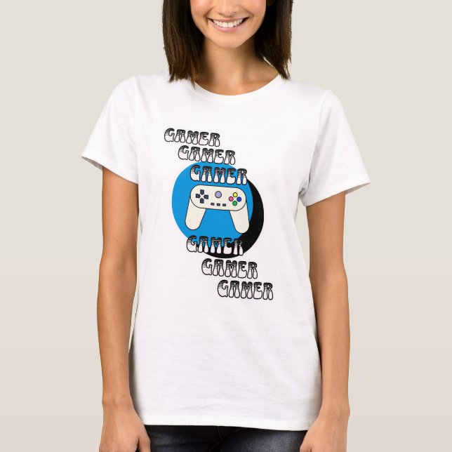 Blue and Black Gamer | Video-Controller T-Shirt (Vorderseite)