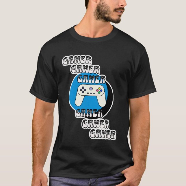 Blue and Black Gamer | Video-Controller T-Shirt (Vorderseite)