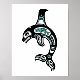 Blue and Black Haida Spirit Killer Whale Poster