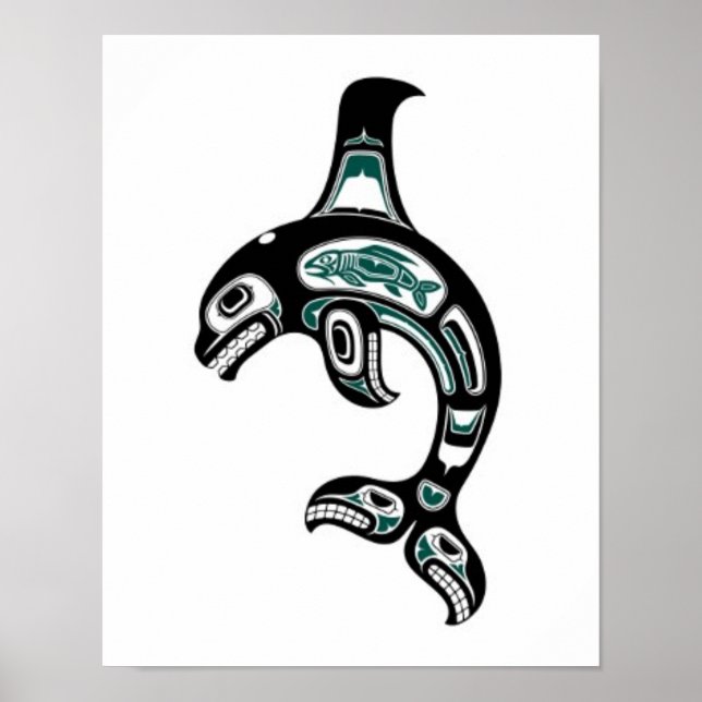 Blue and Black Haida Spirit Killer Whale Poster (Vorne)
