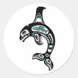 Blue and Black Haida Spirit Killer Whale Runder Aufkleber