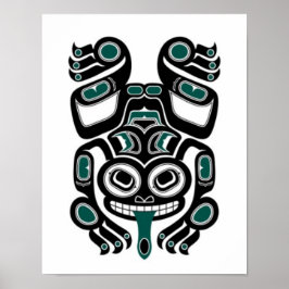 Blue and Black Haida Spirit Tree Frog Poster