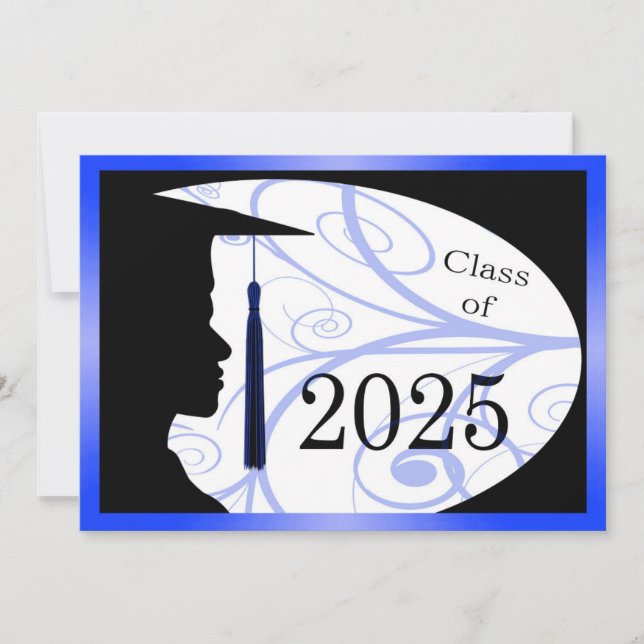 Blue and Black Man Silhouette 2025 Card Einladung (Vorderseite)