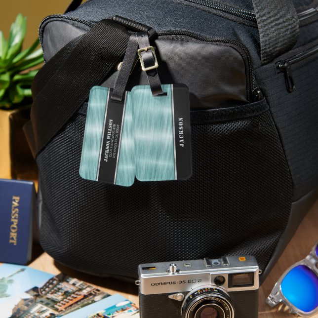 Blue And Black Metal  Gepäckanhänger (Vorderseite & Rückseite)