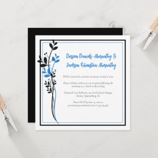Blue and Black Modern Botanical Reception Only | Einladung