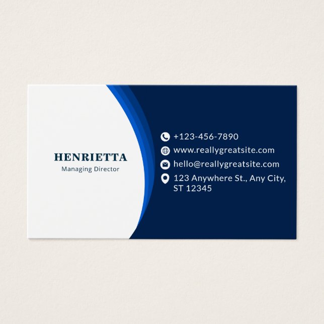 Blue and Black Modern Corporate Business Card (Vorderseite)
