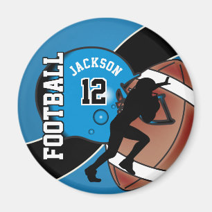 Blue and Black Personalize Football Magnet