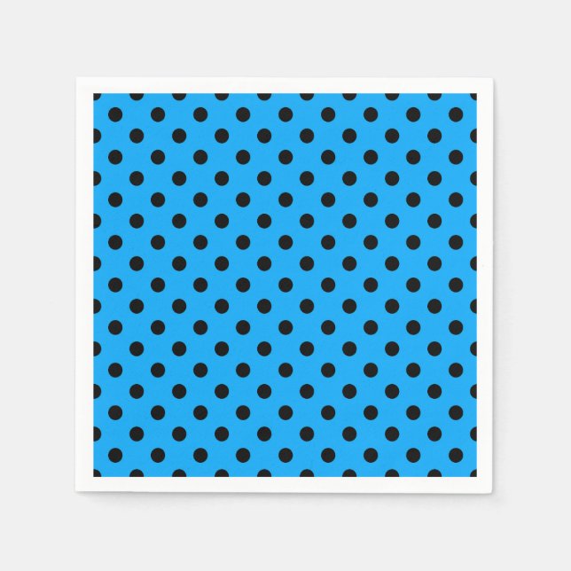 Blue and Black Polka Dots Serviette (Vorderseite)