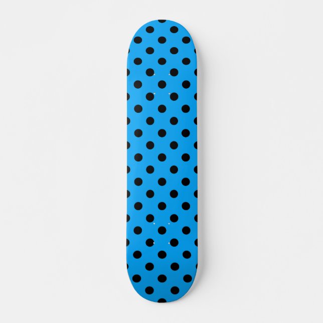 Blue and Black Polka Dots Skateboard (Vorne)