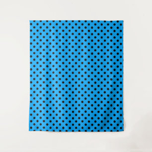 Blue and Black Polka Dots Wandteppich