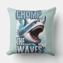 Blue and Black Shark Wavebreaker Graffiti Art Kissen