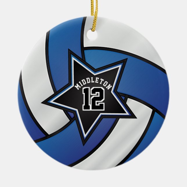 Blue and Black Star Volleyball 🏐 Keramikornament (Vorne)