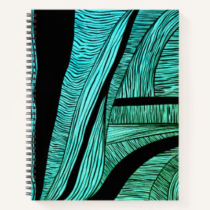 Blue and Black Wave Merge Spirale Notebook Notizbuch