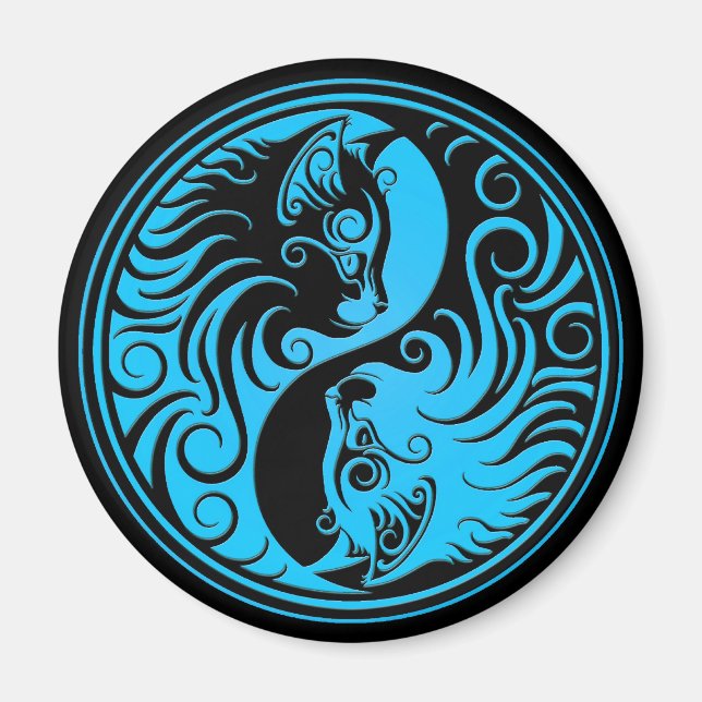 Blue and Black Yin Yang Kittens Magnet (Vorne)