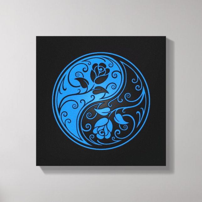 Blue and Black Yin Yang Rose Leinwanddruck (Vorderseite)