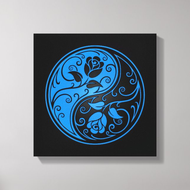 Blue and Black Yin Yang Rose Leinwanddruck (Vorderseite)