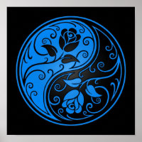 Blue and Black Yin Yang Rose