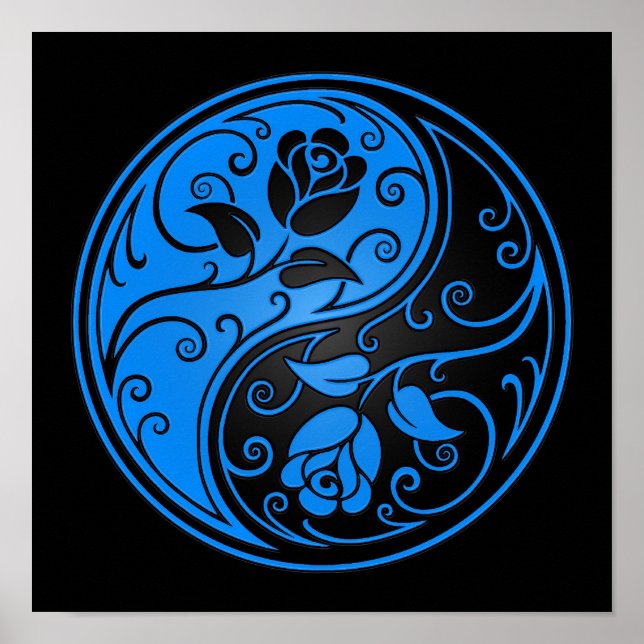 Blue and Black Yin Yang Rose Poster (Vorne)
