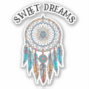 Blue and Brown Dreamcatcher   Sweet Dreams Aufkleber