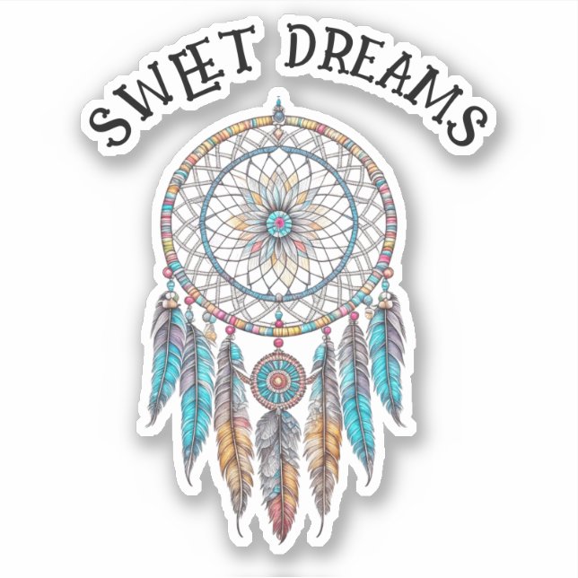 Blue and Brown Dreamcatcher | Sweet Dreams Aufkleber (Vorderseite)