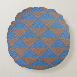Blue and Brown Geometric Diamond Pattern | Modern Rundes Kissen
