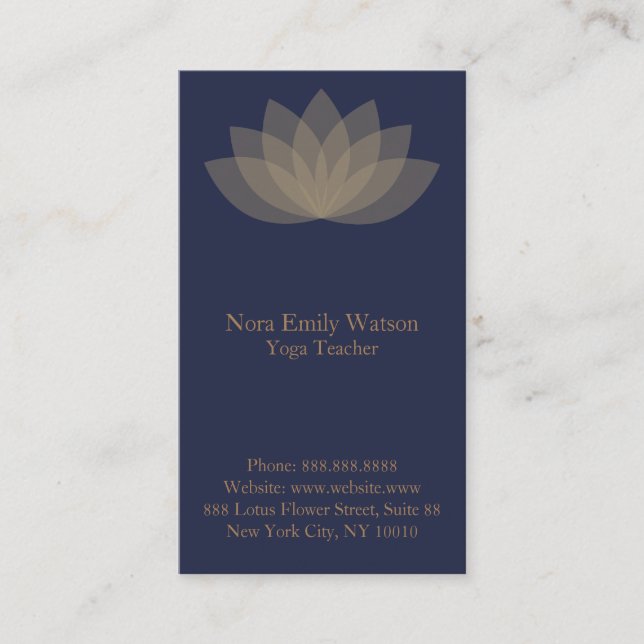 Blue and Brown Lotus Blume Business Cards Visitenkarte (Vorderseite)
