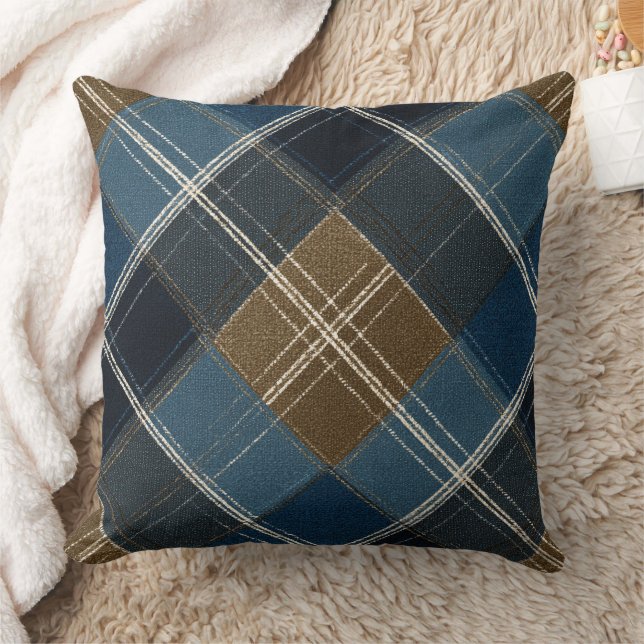 Blue And Brown Plaid Kissen (Decke)