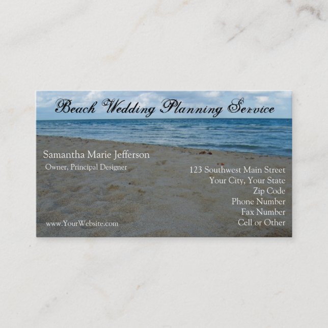 Blue and Brown Sand Beach Business Card Visitenkarte (Vorderseite)