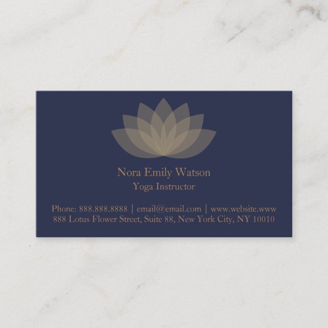 Blue and Brown Simple Lotus Blume Business Cards Visitenkarte (Vorderseite)