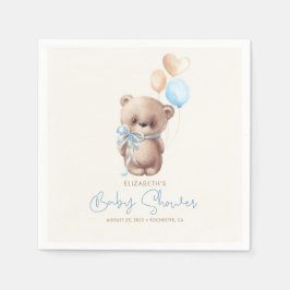 Blue and Brown Teddy Bear Baby Dusche Serviette