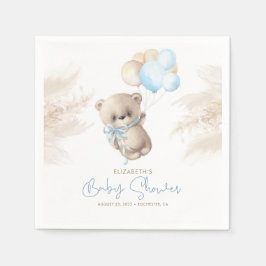 Blue and Brown Teddy Bear Babydusche Napkins Serviette