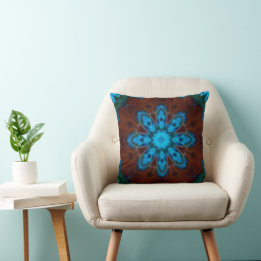 Blue and Brown Throw Pillow Kissen