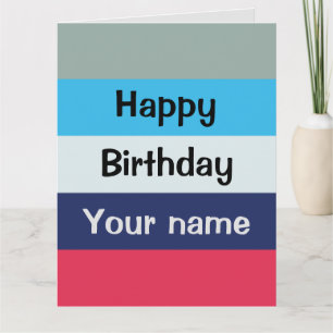 Blue and Burgundy Happy Birthday Card Karte