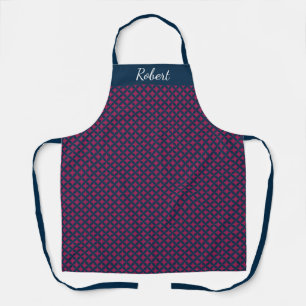 Blue and Burgundy Individuelle Name Schürze